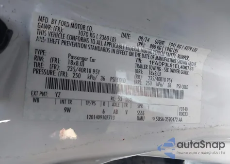 2014 Ford Focus St z USA, uszkodzony, nr VIN 1FADP3L91EL406731